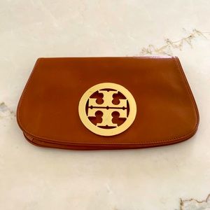 Tory Burch Leather Clutch w/ Gold Hardware